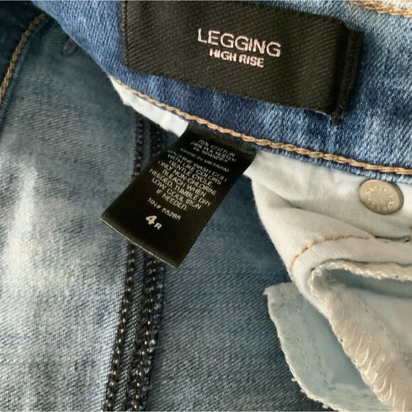 EXPRESS LADIES REGULAR LEGGINGS HIGH RISE ACID WASH 5 POCKET DENIM JEANS EUC 4 - Picture 4 of 10